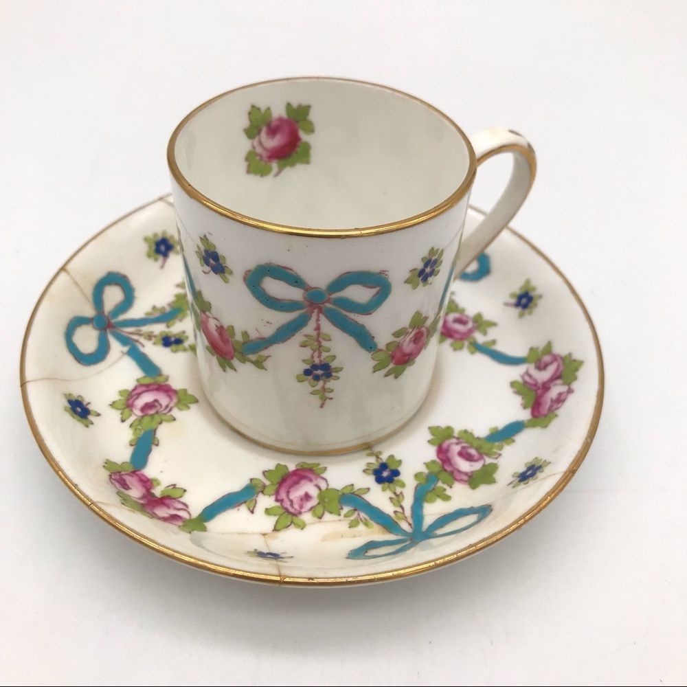 Vintage Crown Staffordshire Demitasse Tea Cup Bows